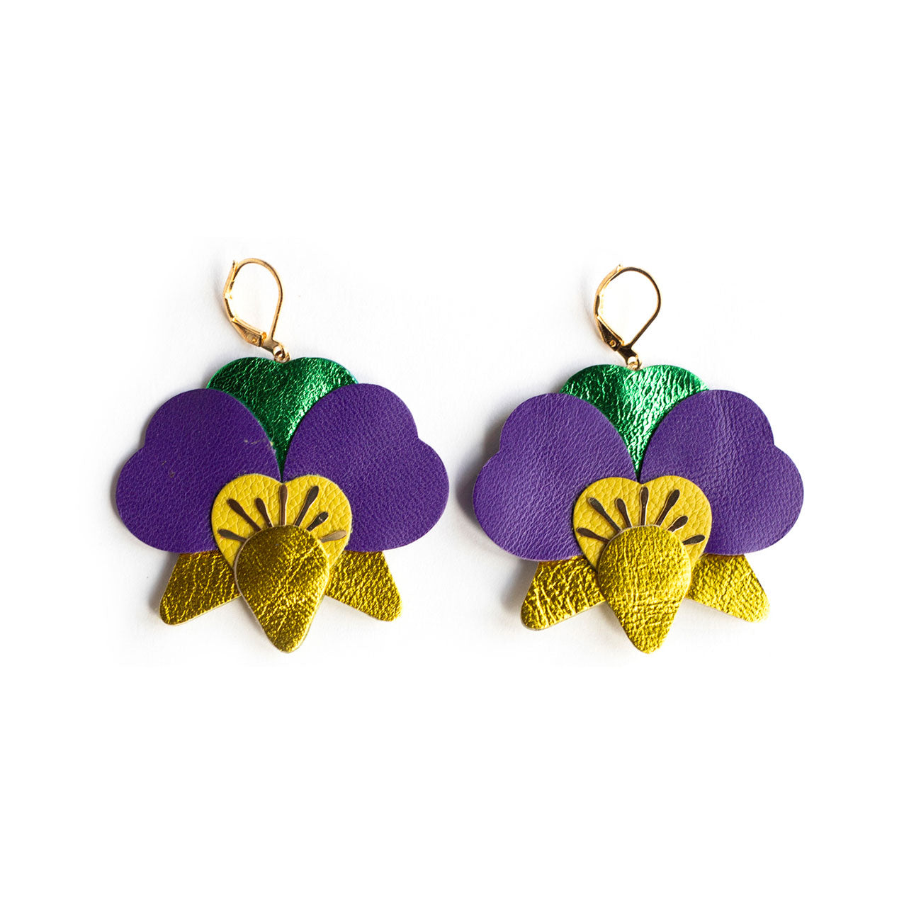 Orchid earrings - yellow, chartreuse, purple, green