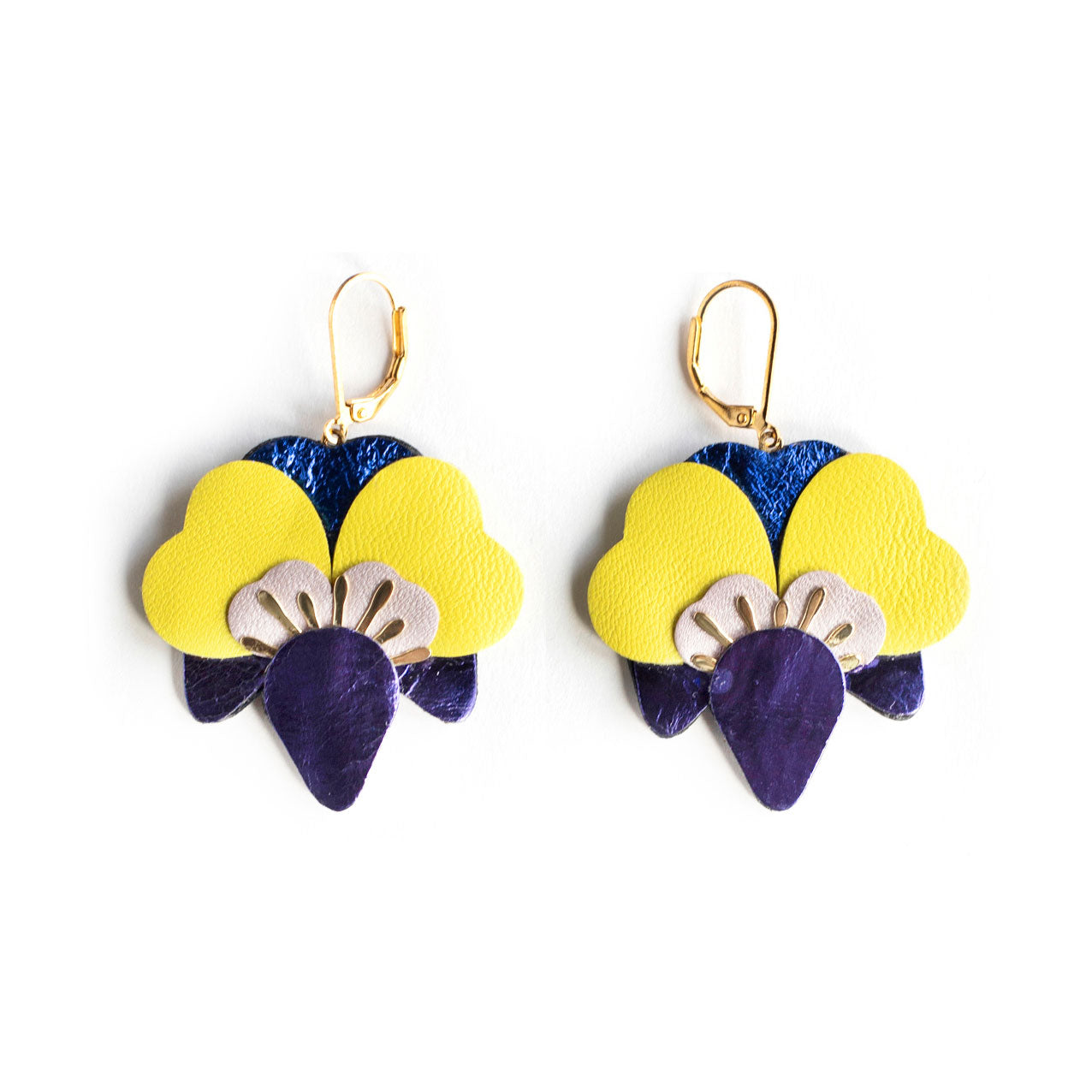 Orchid earrings - purple, mauve, yellow blue