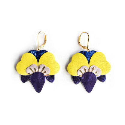 Boucles d’oreilles Orchidées - violet, mauve, jaune bleu