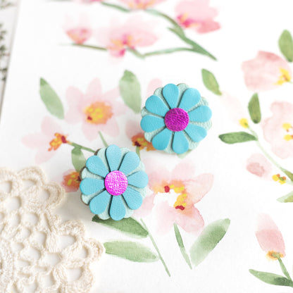 Boucles d'oreilles puces Aster bleu Caraïbes
