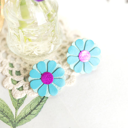 Boucles d'oreilles puces Aster bleu Caraïbes
