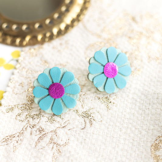 Boucles d'oreilles puces Aster bleu Caraïbes