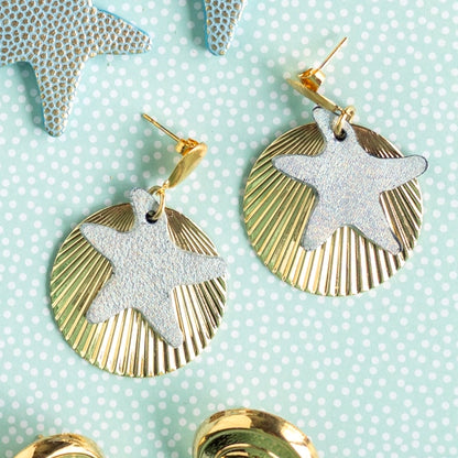 Boucles d'oreilles cuir et laiton - Rivages