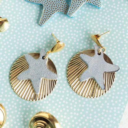 Boucles d'oreilles cuir et laiton - Rivages