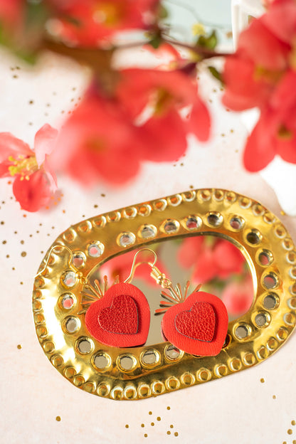 Boucles d'oreilles Coeurs sacrés rouge