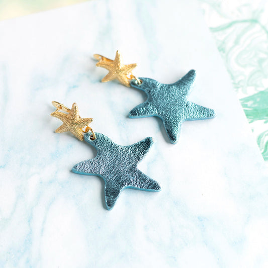 Boucles d'oreilles Iceberg - cuir et acier