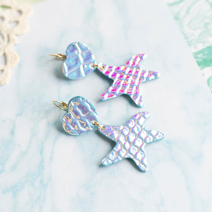 Boucles d'oreilles Arctique - cuir blanc holographique