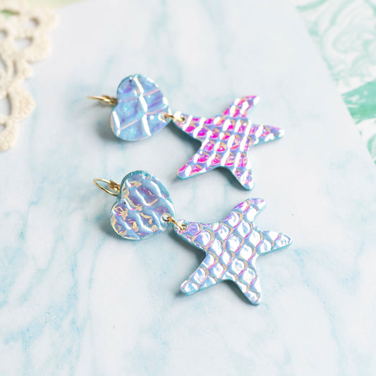 Boucles d'oreilles Arctique - cuir blanc holographique