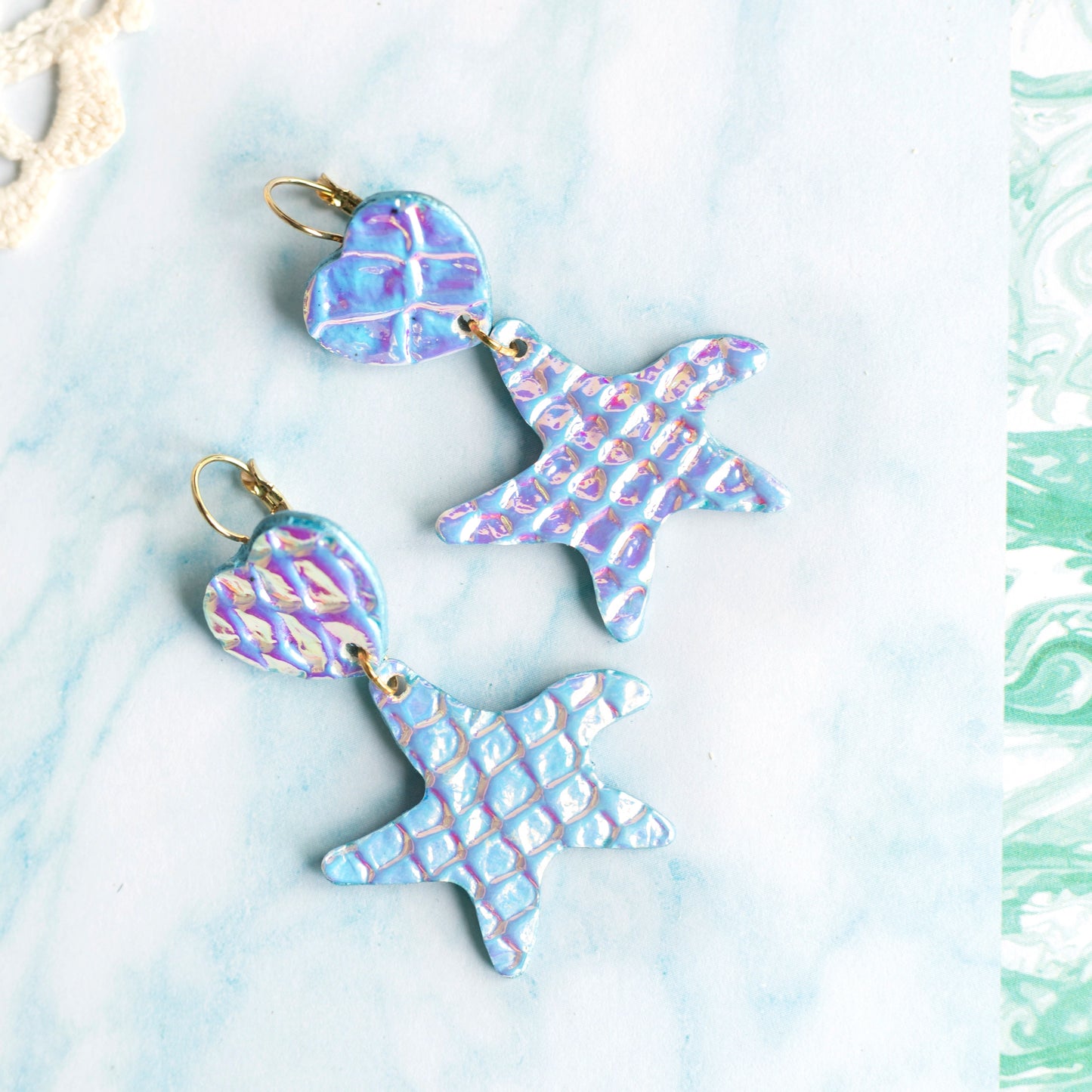 Boucles d'oreilles Arctique - cuir blanc holographique