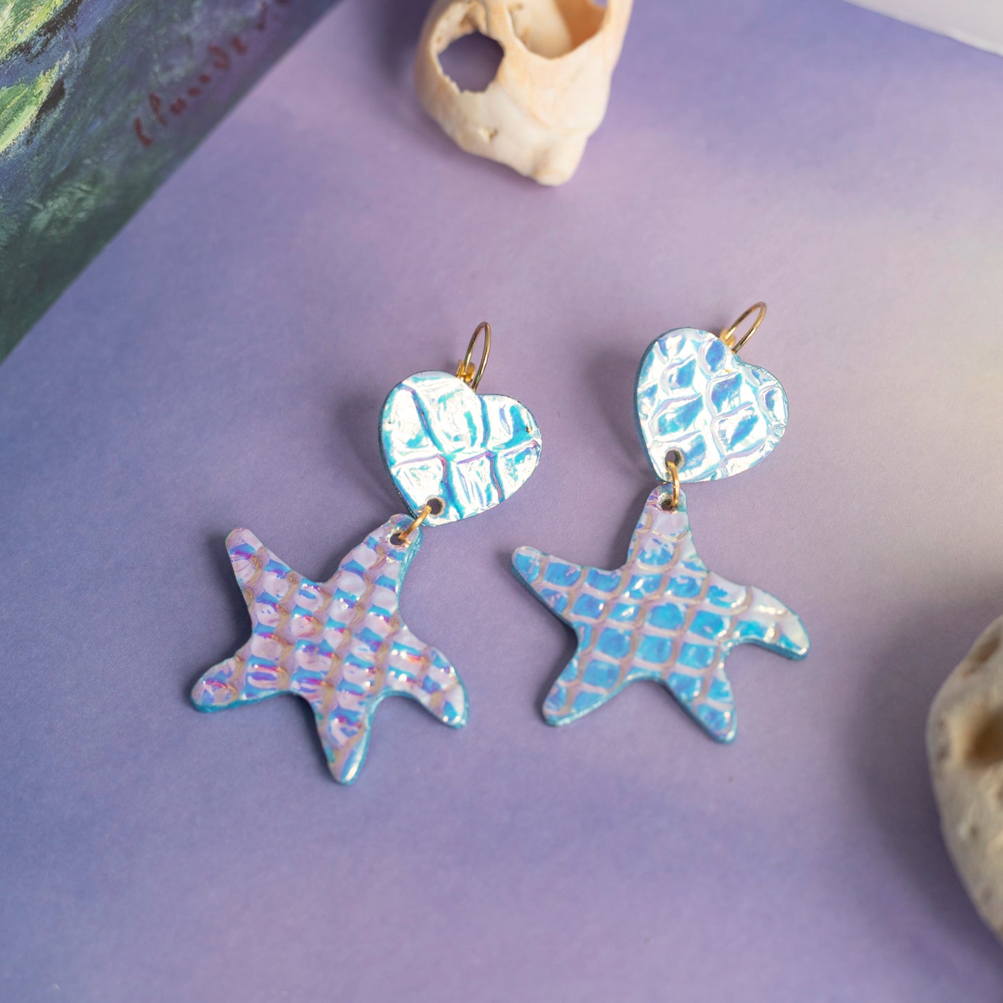 Boucles d'oreilles Arctique - cuir blanc holographique