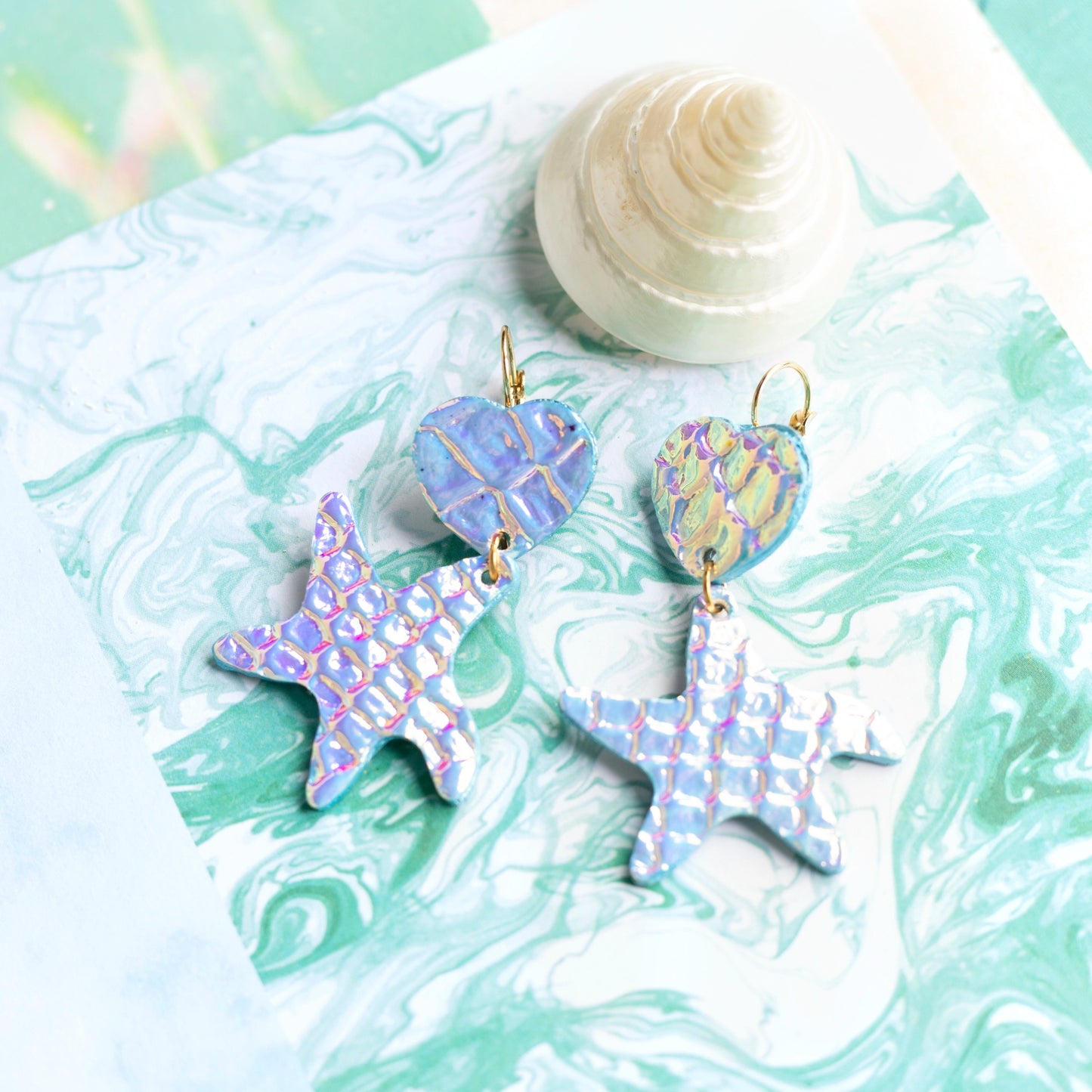 Boucles d'oreilles Arctique - cuir blanc holographique
