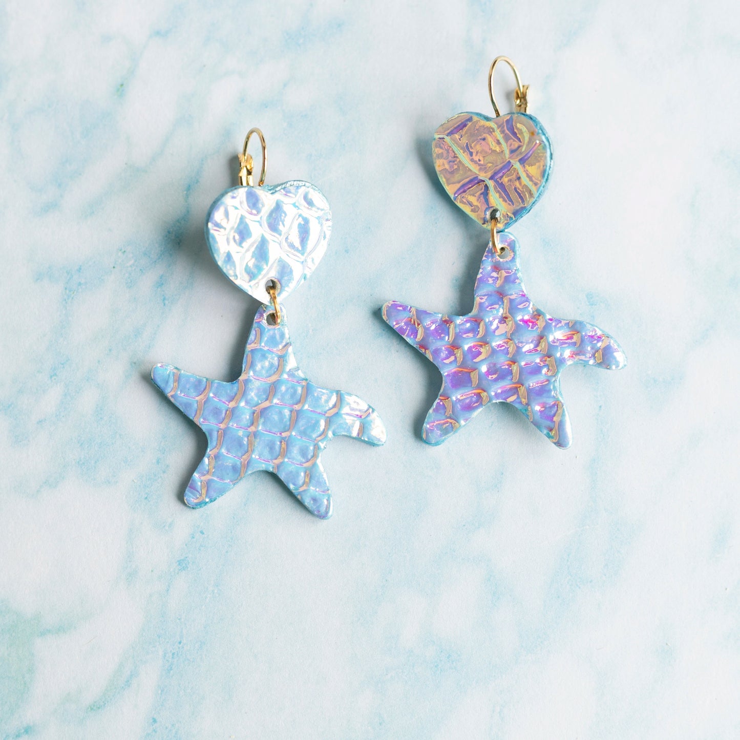 Boucles d'oreilles Arctique - cuir blanc holographique