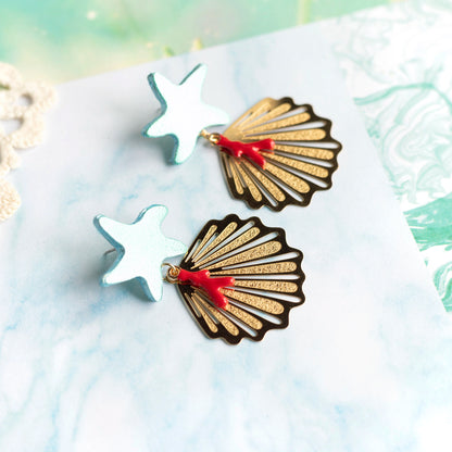 Boucles d'oreilles Atlantide - cuir et acier