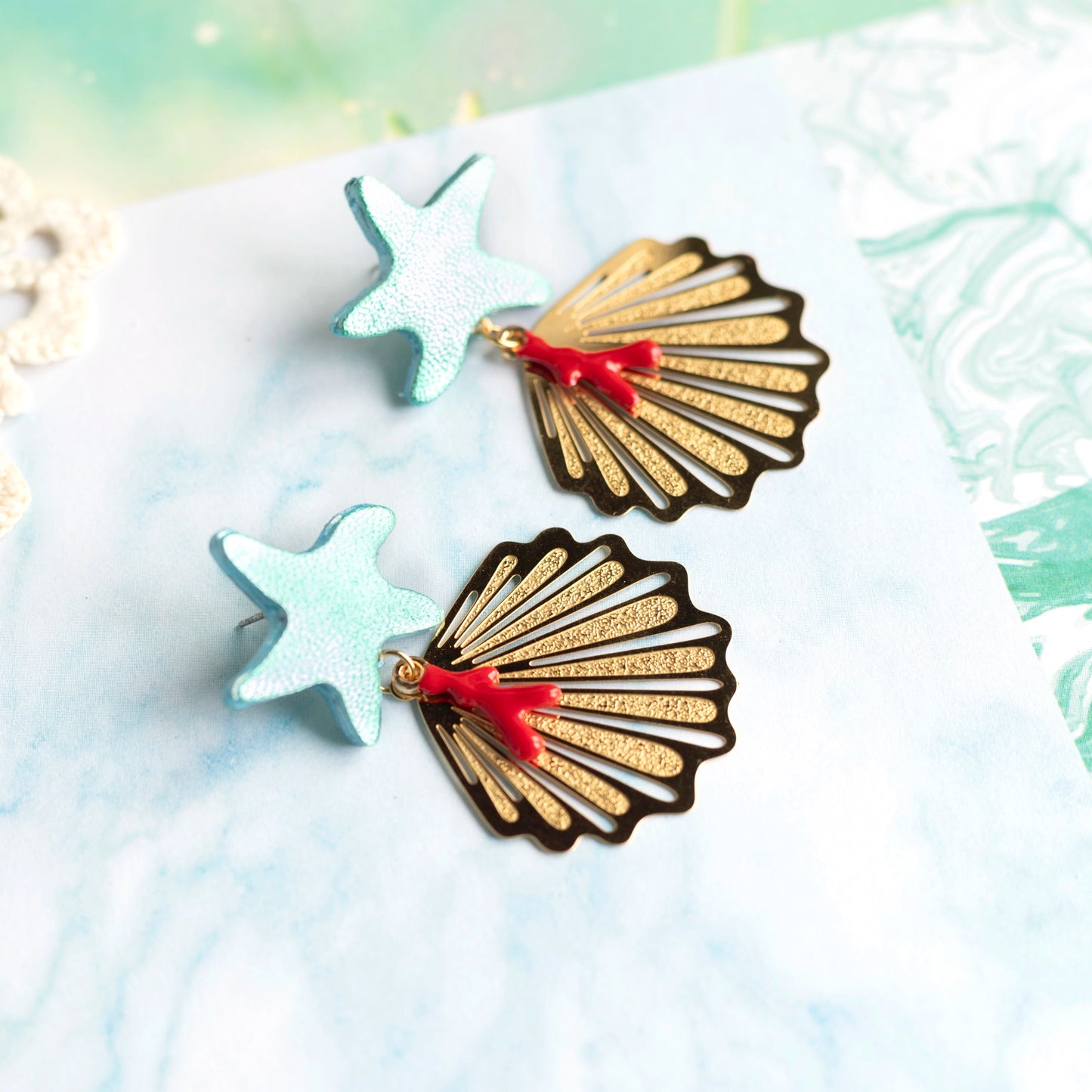 Boucles d'oreilles Atlantide - cuir et acier
