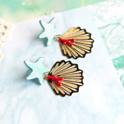Boucles d'oreilles Atlantide - cuir et acier