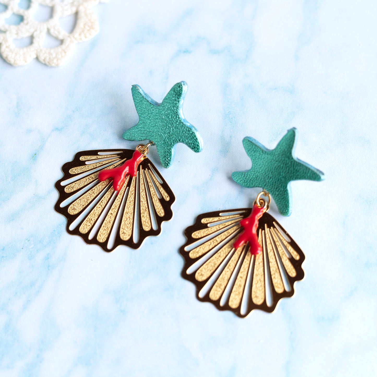 Boucles d'oreilles Atlantide - cuir et acier