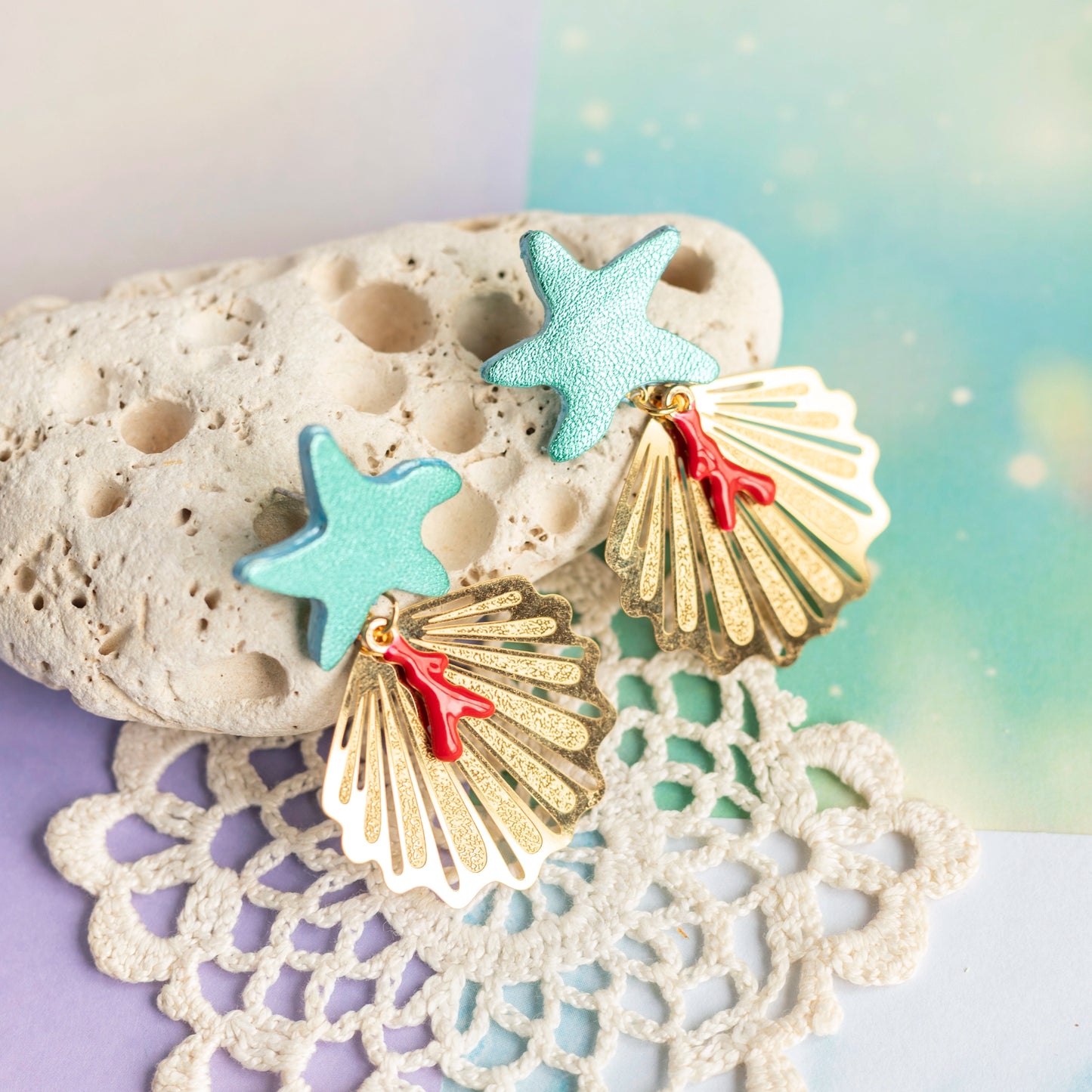 Boucles d'oreilles Atlantide - cuir et acier