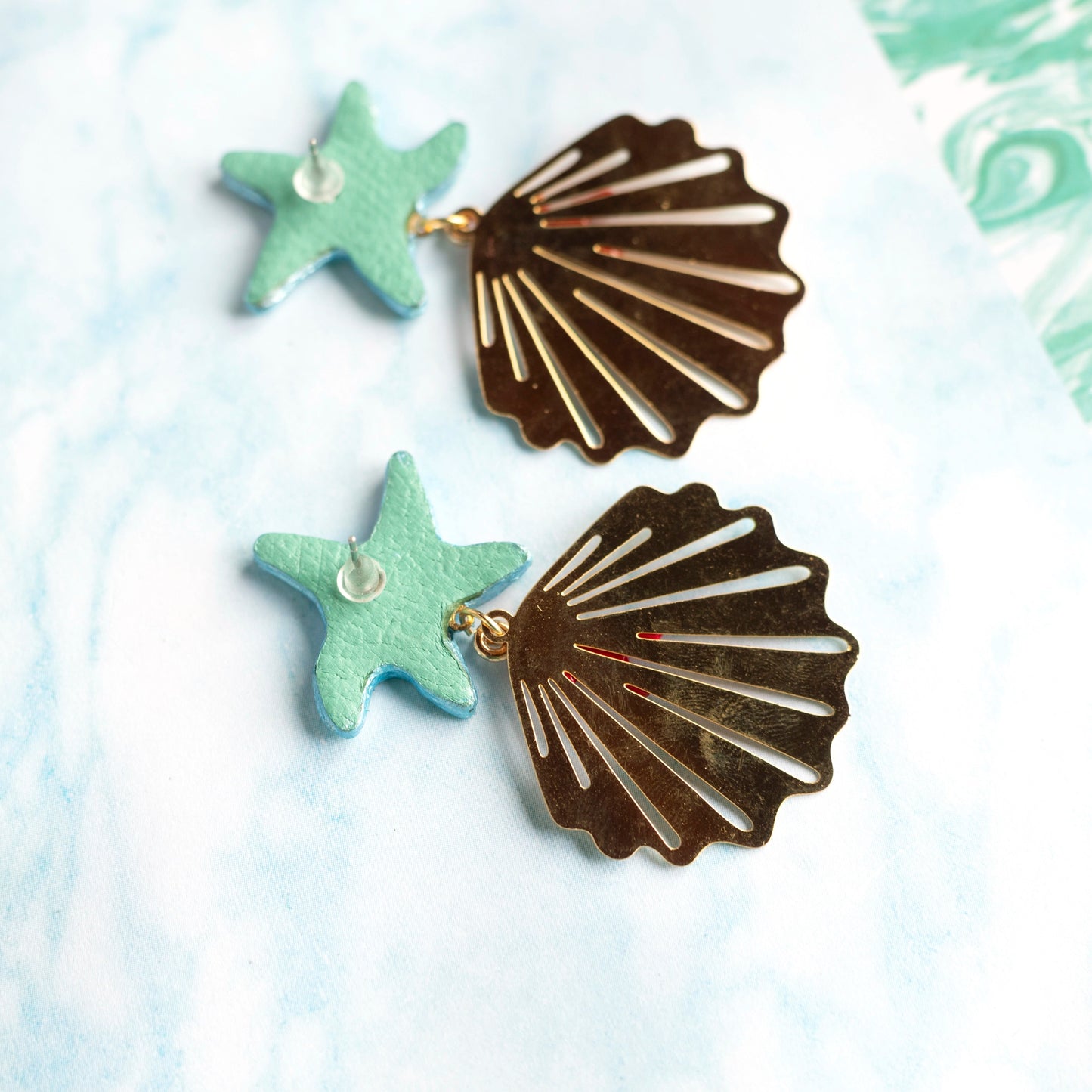 Boucles d'oreilles Atlantide - cuir et acier