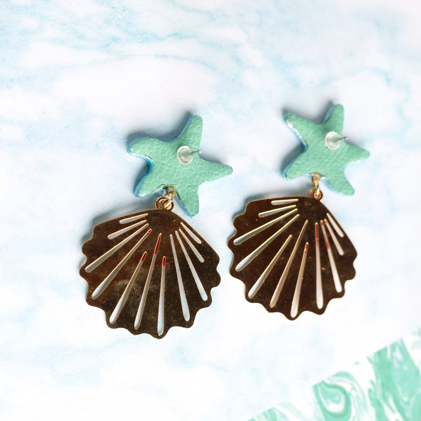 Boucles d'oreilles Atlantide - cuir et acier