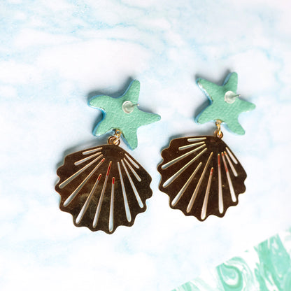 Boucles d'oreilles Atlantide - cuir et acier