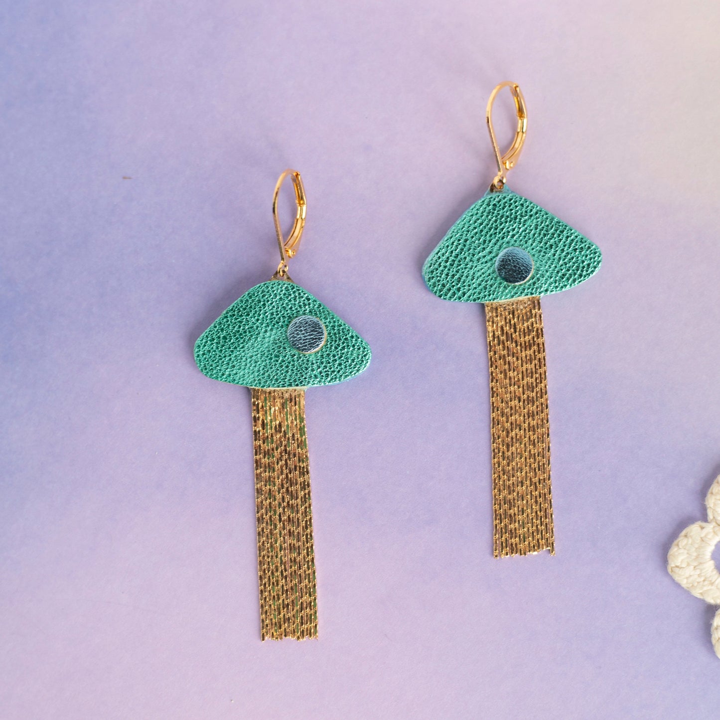 Boucles d'oreilles Méduses - cuir bleu turquoise