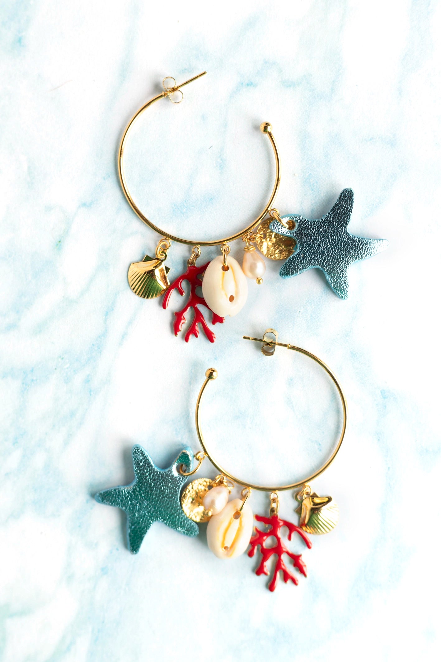 Boucles d'oreilles créoles Corail