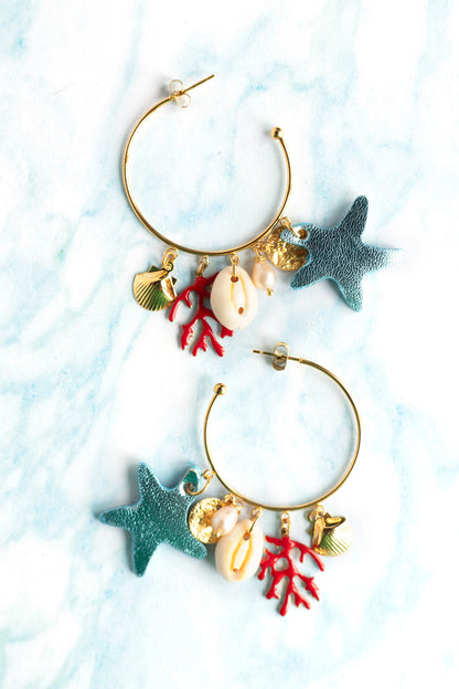 Boucles d'oreilles créoles Corail
