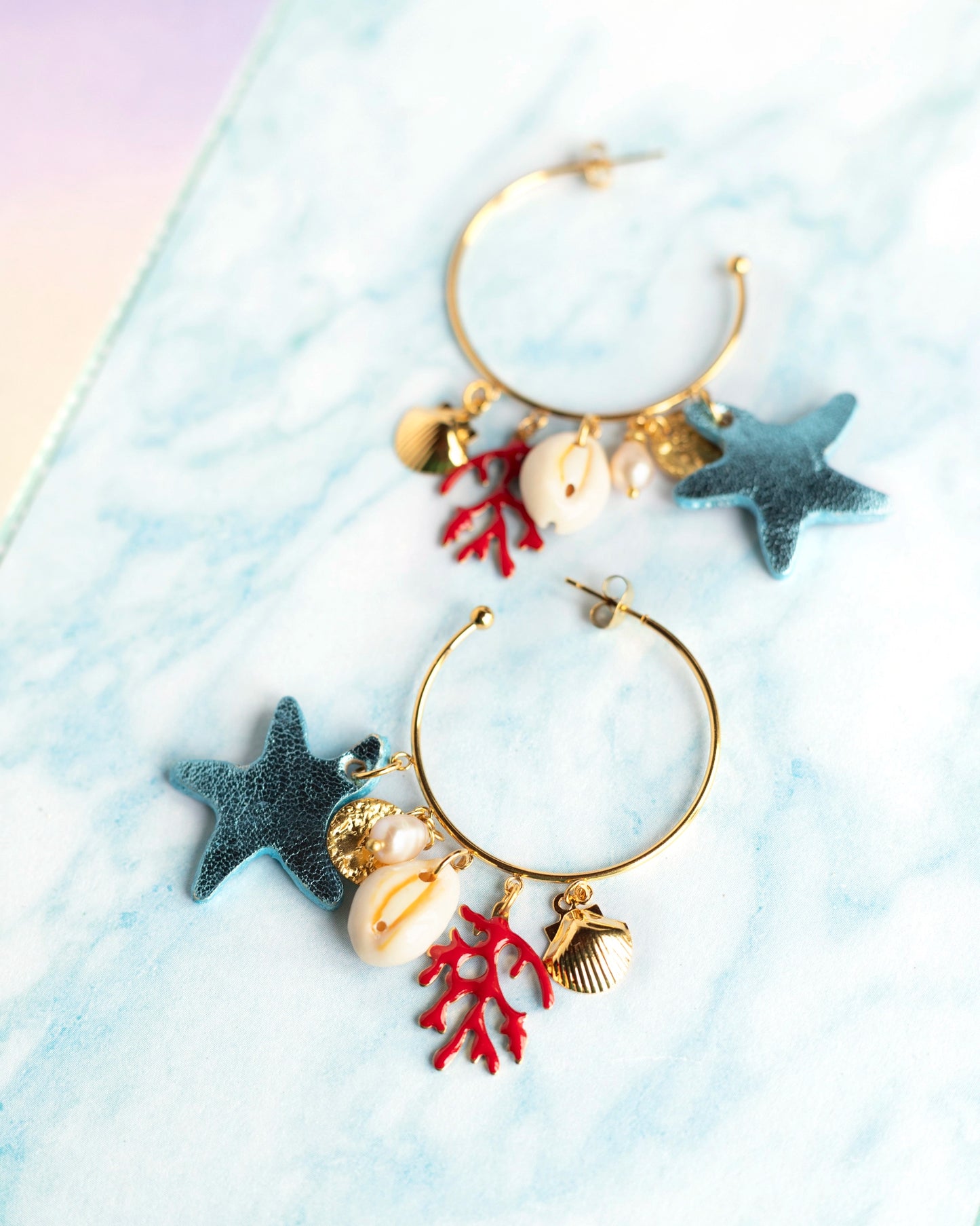 Boucles d'oreilles créoles Corail