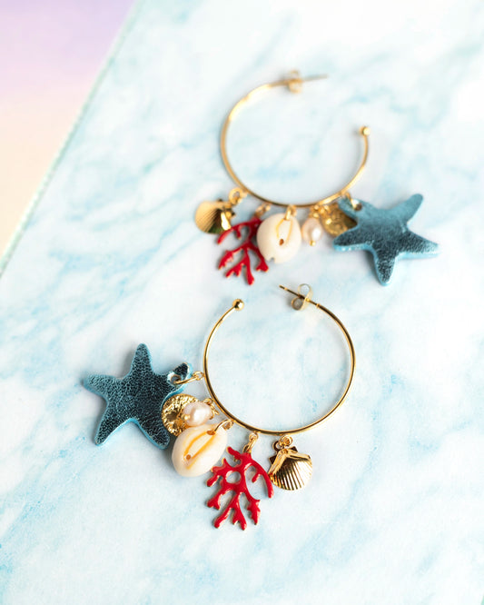 Boucles d'oreilles créoles Corail