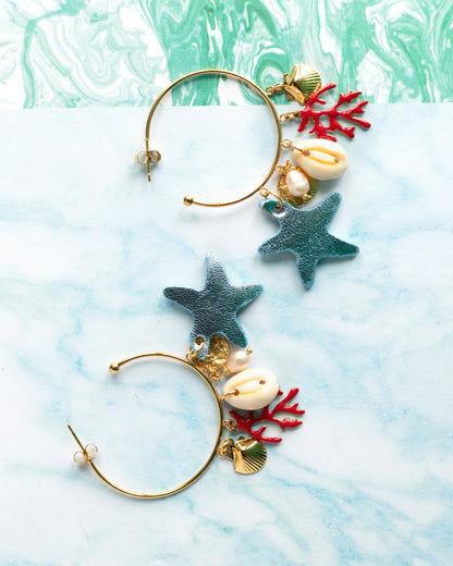 Boucles d'oreilles créoles Corail
