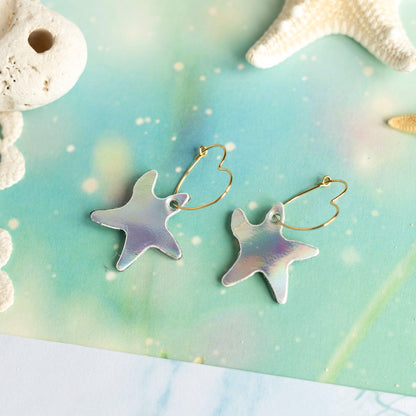 Boucles créoles Etoiles de mer holographique