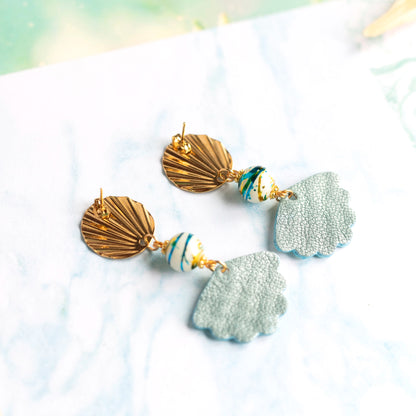 Boucles d'oreilles Ecumes - cuir holographique blanc