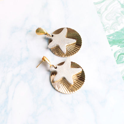 Boucles d'oreilles cuir et laiton - Rivages
