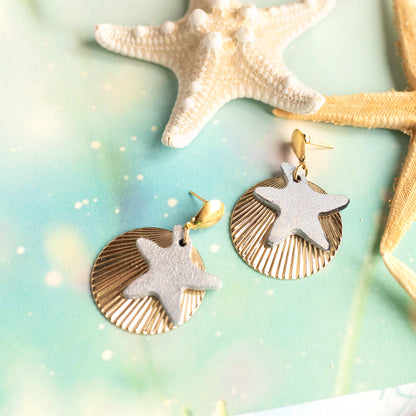 Boucles d'oreilles cuir et laiton - Rivages