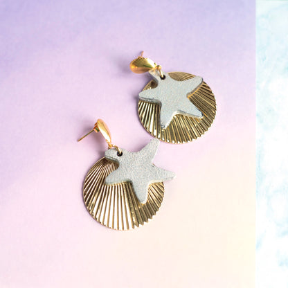 Boucles d'oreilles cuir et laiton - Rivages
