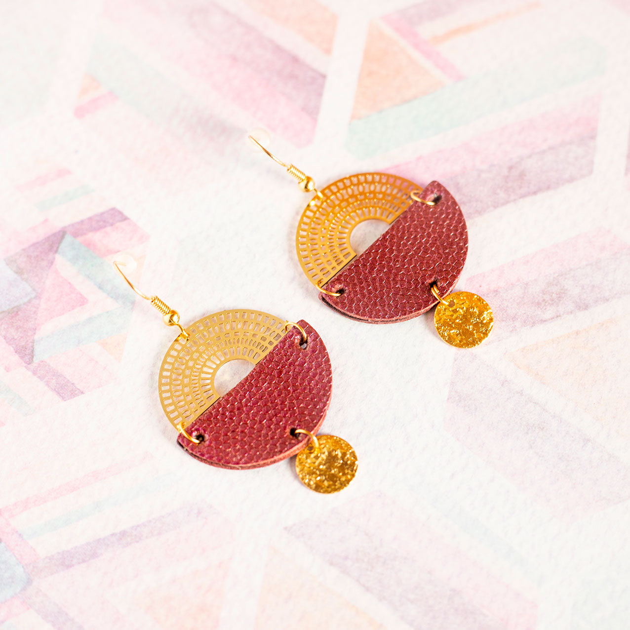 Ronda bright pink leather earrings