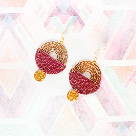 Ronda bright pink leather earrings