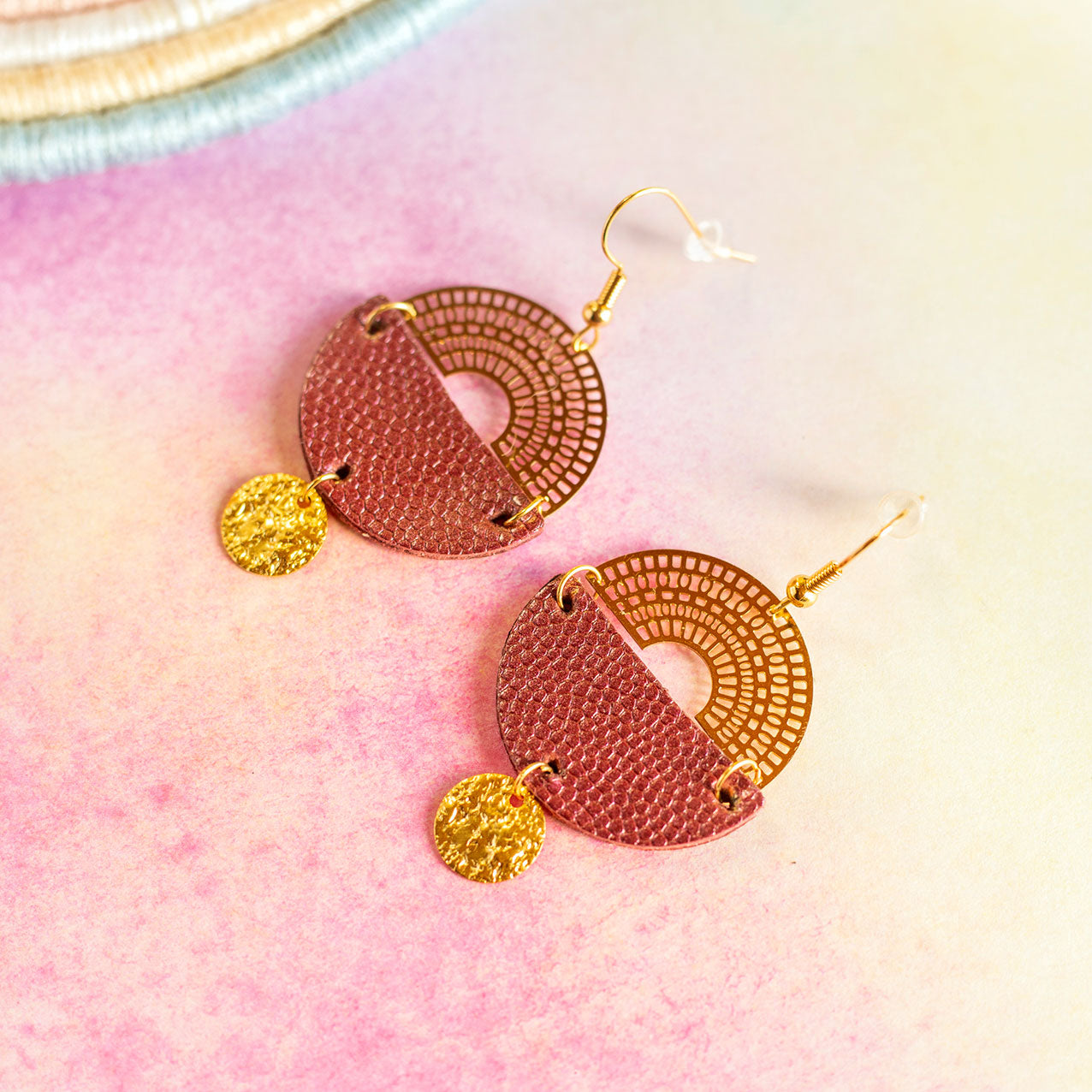 Ronda bright pink leather earrings