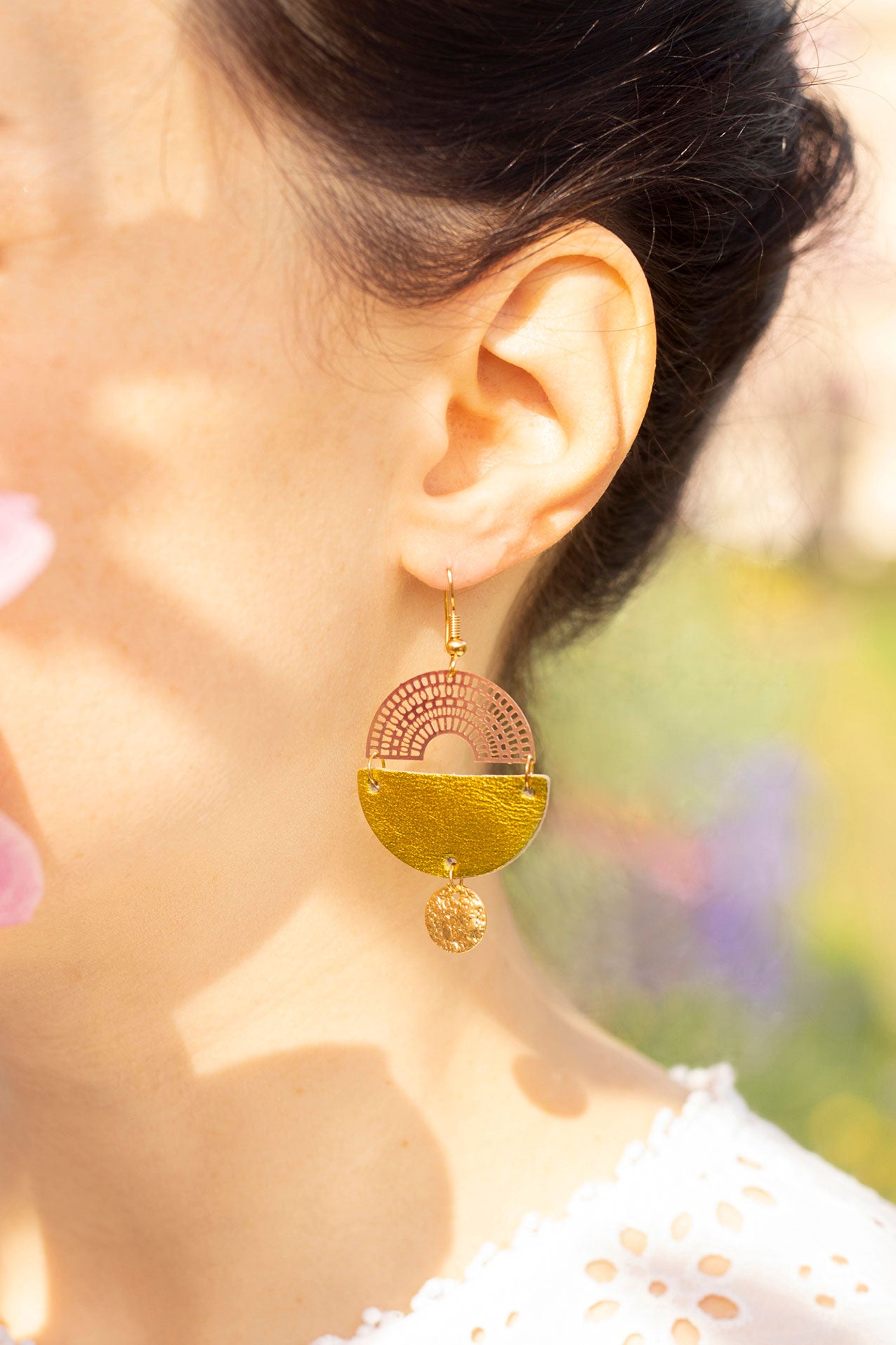 Ronda bright pink leather earrings