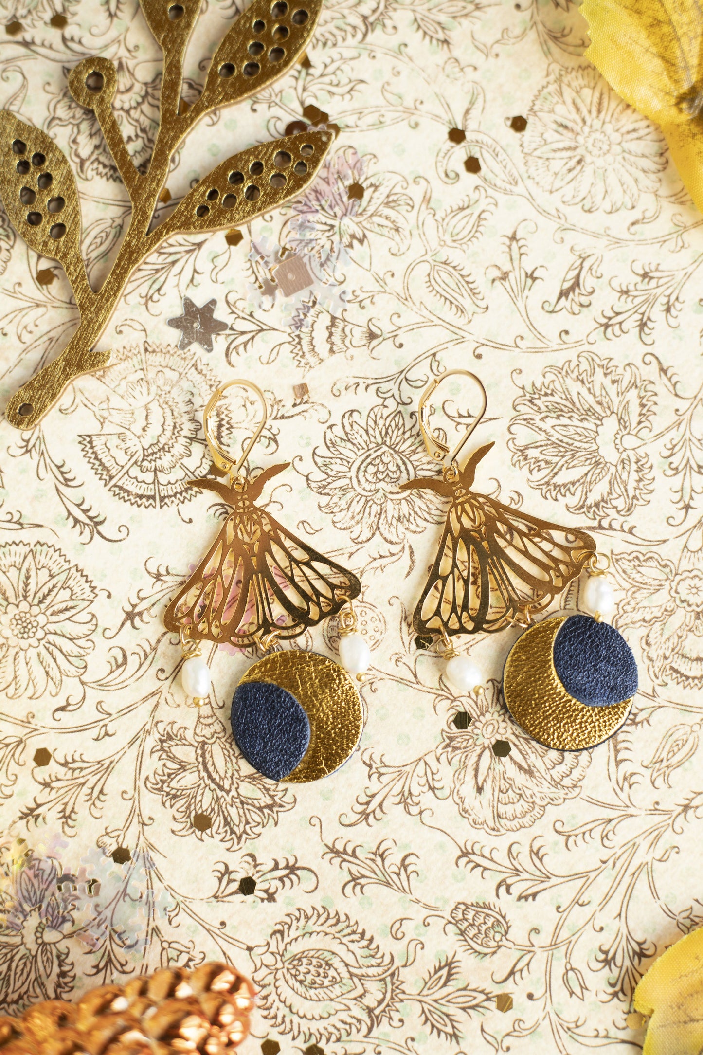 Boucles d’oreilles Papillons Lune