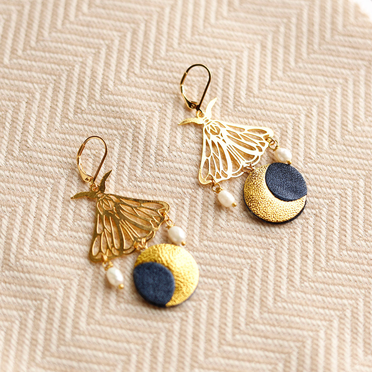Boucles d’oreilles Papillons Lune
