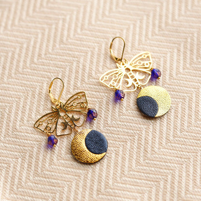 Boucles d’oreilles Papillons de Nuit bleue