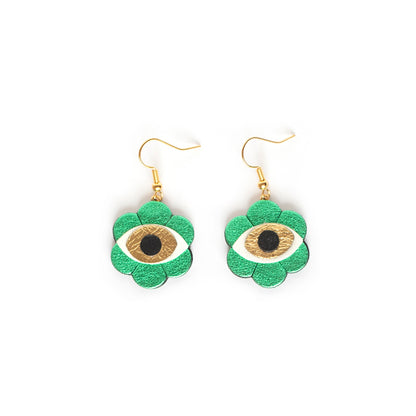 Boucles d'oreilles Yeux en Fleurs vert métal