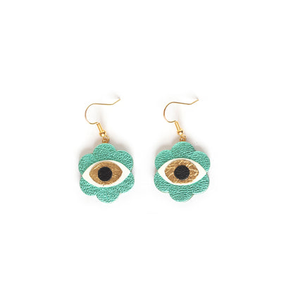 Boucles d'oreilles Yeux en Fleurs turquoise métal