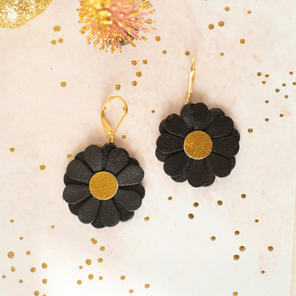 Boucles d'oreilles Aster pendantes Noir