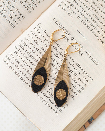 Boucles d'oreilles Osiris noir et doré