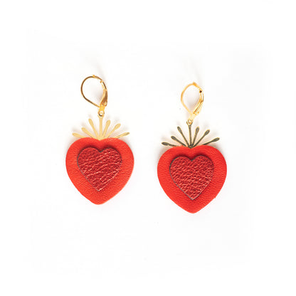 Boucles d'oreilles Coeurs sacrés rouge