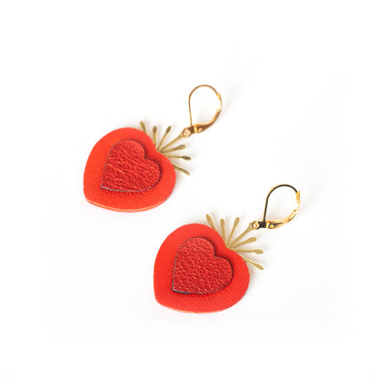 Boucles d'oreilles Coeurs sacrés rouge