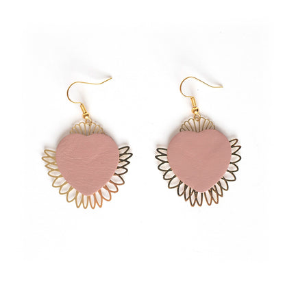 Boucles d'oreilles Grands Coeurs Sacrés rose chair