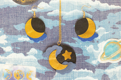 Boucles d'oreilles Lune sous les nuages